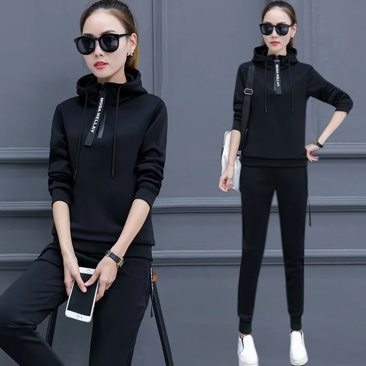

WANYUCL sports suit women 2020 spring and autumn plus size fashion hooded sweater suit casual wear two-piece women
