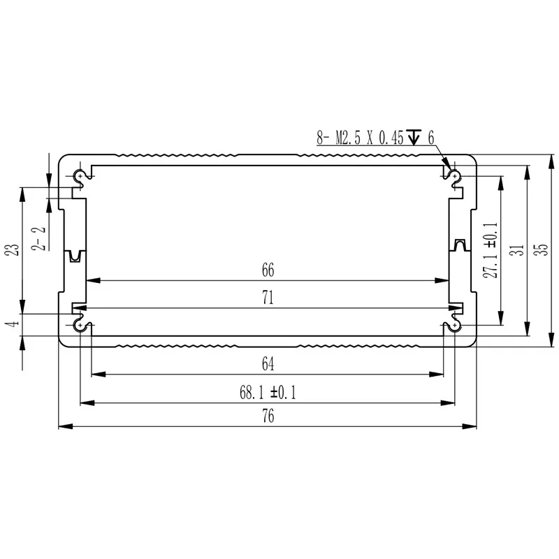 H08 76W35H мм/2 99 ''x 1 38'' экструдированные алюминиевые корпуса распределительная