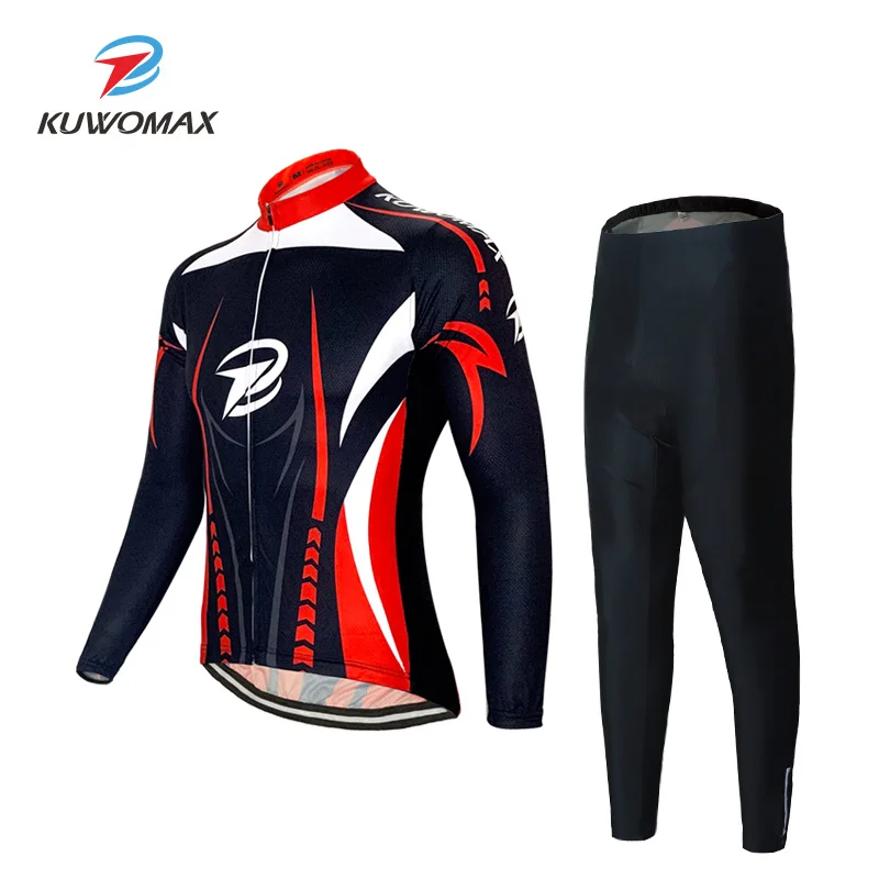 AK-CT-01701 NEW Cycling Jerseys Set Cycling Clothing Long Sleeves Racing MTB Bicycle Suit Maillot Bike Clothing Ropa Ciclismo KUWOMAX - Цвет: AK-CT-01701