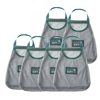 

6Pcs Shopping Fruit Vegetables Shopping Storage Bags Shopper Tote Mesh Net Woven Cotton Shoulder Bag Home Kitchen Hand Totes-Dro