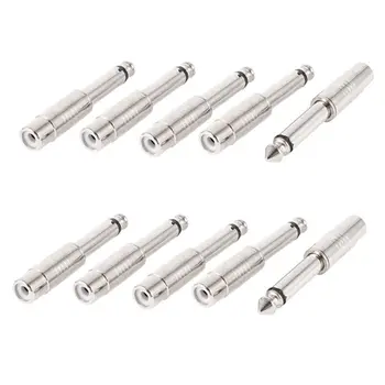 

10 Pcs 0.6cm Mono o Male Plug to RCA Female Jack Connectors Adapter