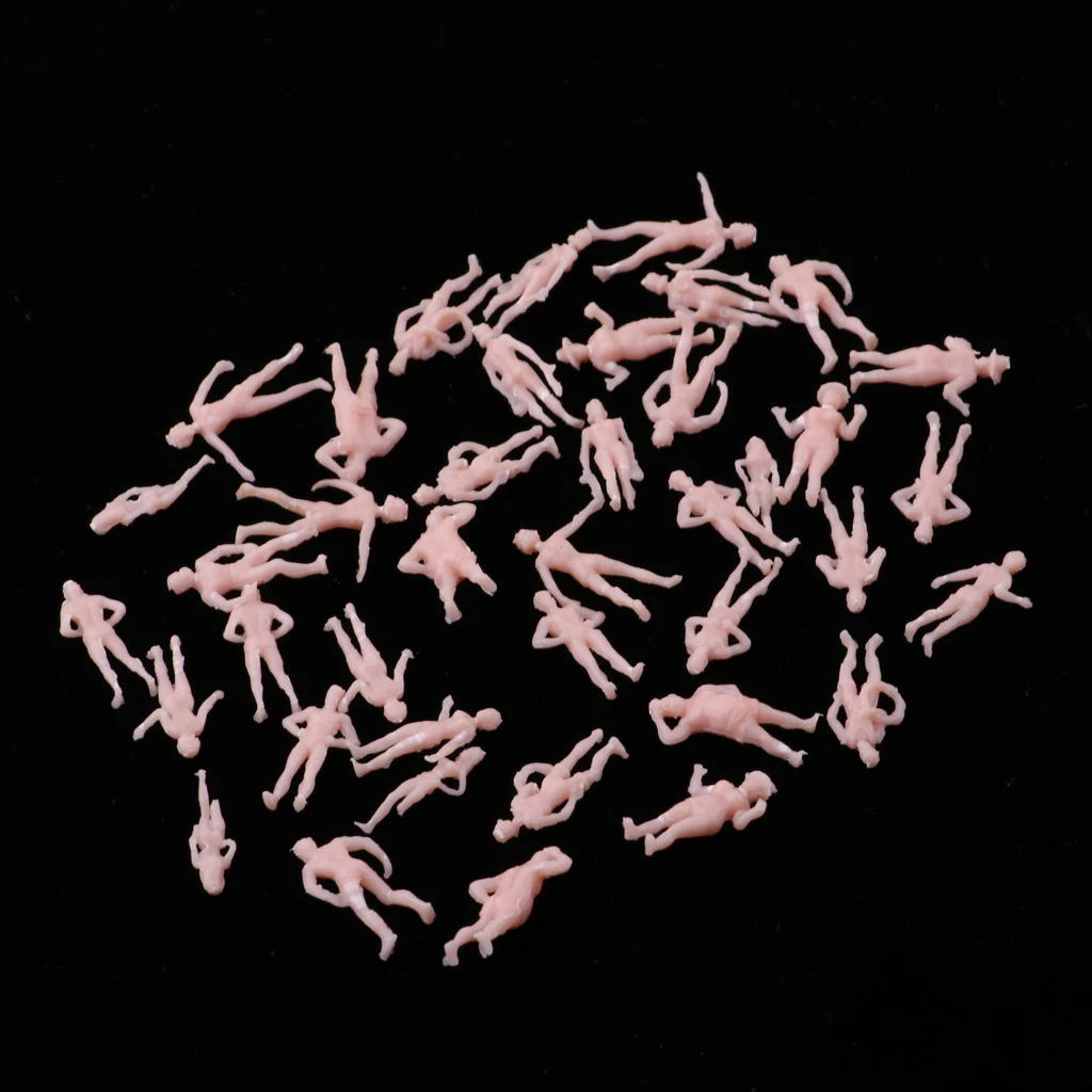 40pcs 1/87 Beach People Action Figure Mini for HO Train Seaside Scenery DIY