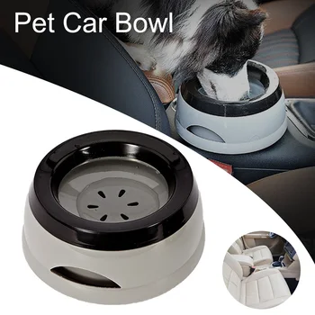 

Pet Dog Car Bowl Anti-Spill Bottom Feeding Watering Bowl Anti-slip Pets Dog Cat Travel Bowls-Gray