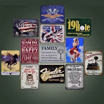 

Family Rules Text Metal Man Cave Rules Family Style Vintage Tin Sign Bar Pub Cafe Shop Home Wall Decor Retro Metal Art Poster