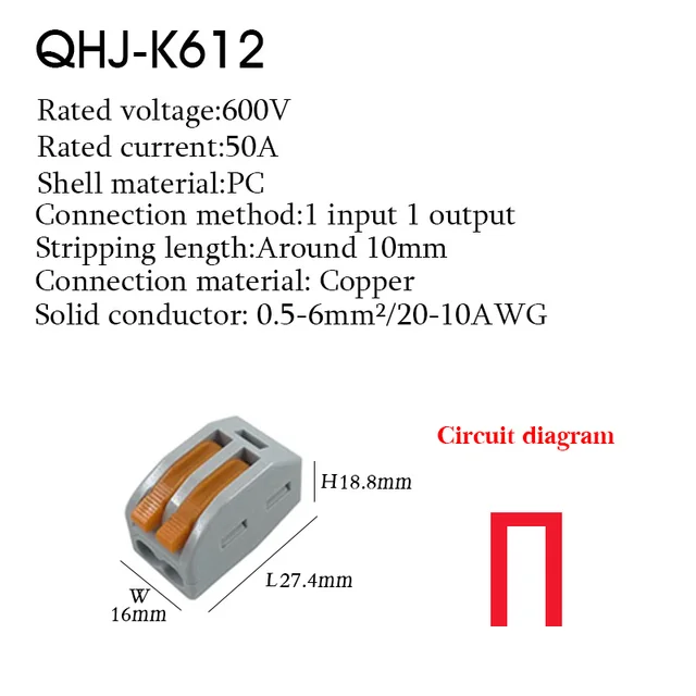 Cable Wire Connectors Mini Quick Terminal Block Universal Compact Wiring Electrical Connector Push-in For 4mm2 6mm2 Transparent 612