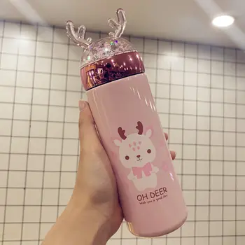 

Mini Thermos Bottle Vacuum Flask 304 Stainless Steel Insulated Thermos Sequins Thermocup Travel coffee Christmas Gift mug 350ML