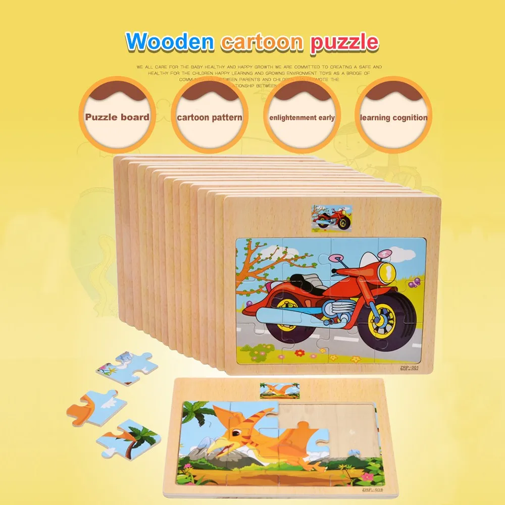 Wooden Toys Puzzle for Kids 3 years Animals/Vegetables/Fruits/Traffic Insects/Poultry Educational Kids Games Jigsaw