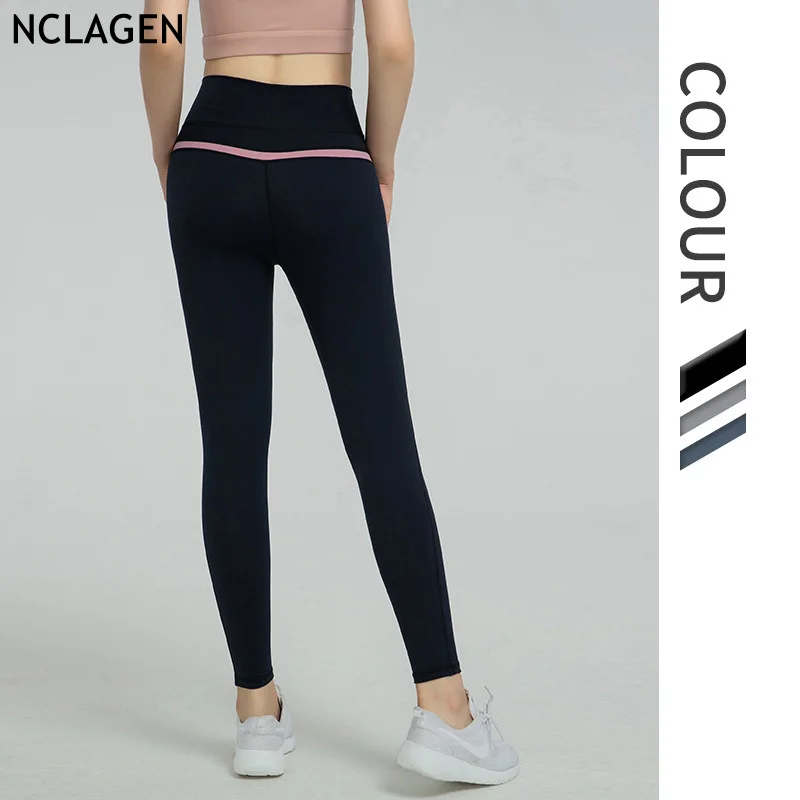 

NCLAGEN Sport Leggings Women High Waist Yoga Pants Squat Proof Fitness Elastic Tummy Control Butt Lifting Workout GYM Tights
