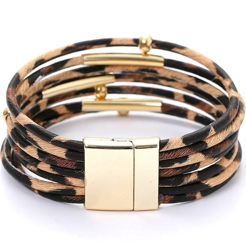 Leopard Bracelets For Women Bracelets & Bangles Elegant Multilayer Wide Wrap Bracelet Jewelry