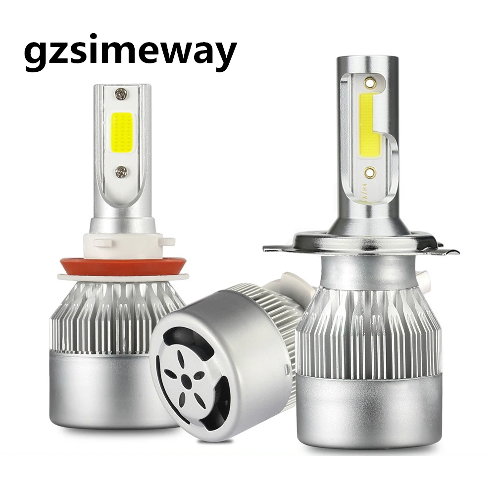 

2x H7 led lamp for auto H1 H4 H11 H3 9005 HB3 9006 HB4 9012 HIR2 Led Car Headlight COB Chips 6000K Headlamp fog light Bulbs 12V