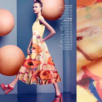 

PRINT SILK ORGANZA SATIN FABRIC 140cm width 12momme 100% Natural Pure Silk Orange Color Summer Dress