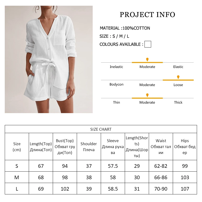 Waliicorners Long Sleeve Set Woman 2 Pieces V-Neck Sexy Sleepwear Pijamas Cotton Pocket Suits With Shorts 6 H432869deddc64c308113bd939e2f18a4z