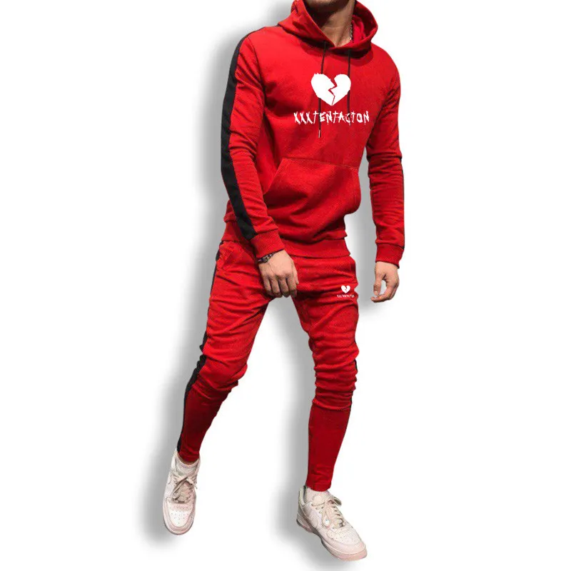 Новинка брендовый спортивный костюм мужское термобелье Love men XXXTentacion спортивные комплекты флисовое плотное худи+ штаны спортивный костюм