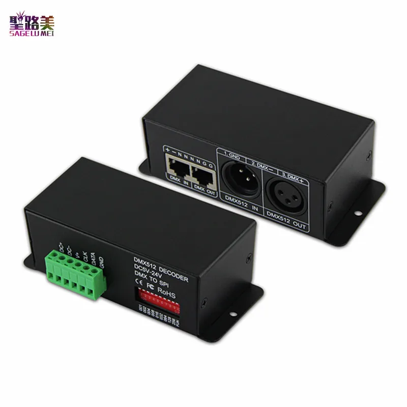 BC-802 DC5V-24V светодиодный DMX512 SPI(ttl) конвертер декодер Выход сигнал 6803/1809/8806/9813/3001/2801 DMX512 данных светодиодный контроллер