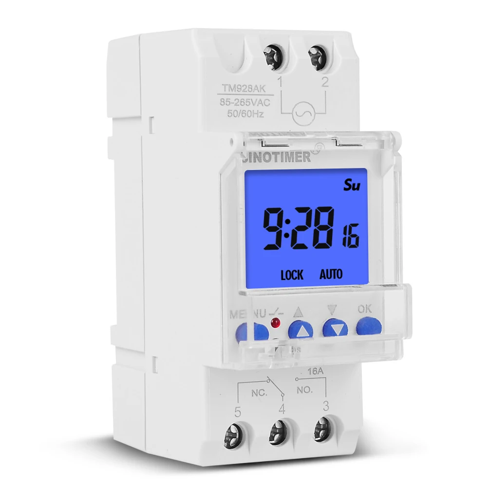 Backlight Large LCD Display Industrial Time Switch 110V 220V Controller Timer Relay 16A 30A Digital Countdown Function 85-265VAC 4