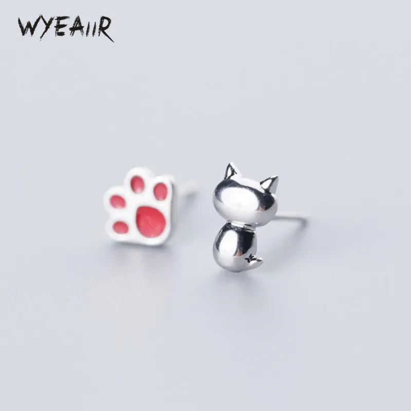 Женские асимметричные серьги гвоздики WYEAIIR из стерлингового серебра 925