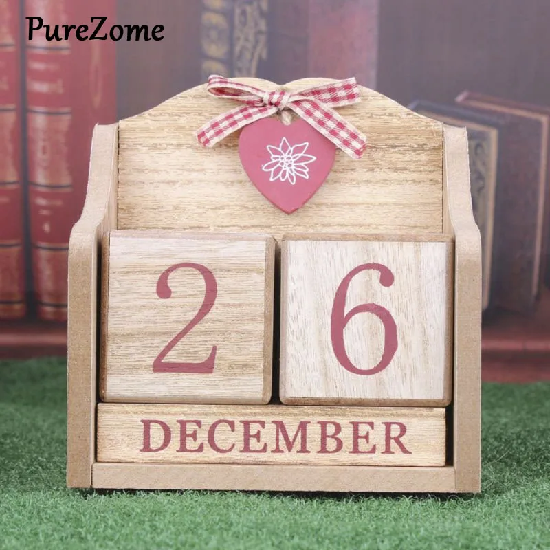 

Vintage Wooden Perpetual Calendar Month Date Display Eternal Blocks Photography Props Desktop Accessories Home Office Decoration