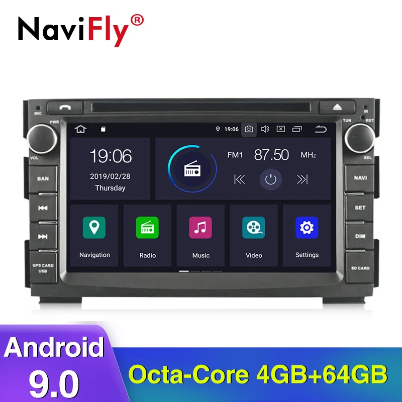 NaviFly Android9.0 OctaCore 4 Гб ОЗУ 64 Гб ПЗУ 2din Автомобильная магнитола для KIA Venga Автомобильный мультимедийный плеер gps dvd-плеер wifi DVR