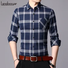 Новинка осени, модные брендовые рубашки для мужчин, на пуговицах, в клетку, с длинным рукавом, облегающая уличная одежда, клетчатая повседневная мужская одежда, большие размеры