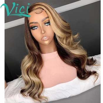 

1B 27 Ombre Brown Human Hair Wig Colored Body Wave Wig 13x6 Lace Front Wig Brazilian Hair Pre Plucked With Baby Hair For Women