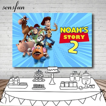 

Sensfun Toy Story Backdrop For Kids Character Sky Blue Theme Boys Birthday Party Backgrounds For Photo Studio Vinyl 7x5ft