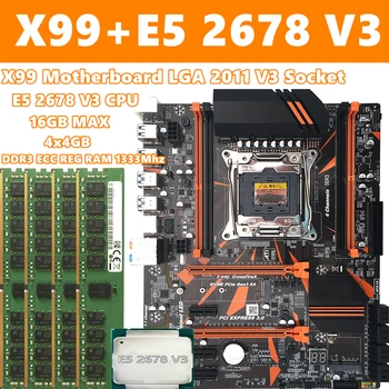 

Higher Performance Computer Set X99 motherboard LGA 2011 V3 Socket For Intel CPU E5 2678 V3 WIth DDR3 ECC 1333Mhz 16GB Combine