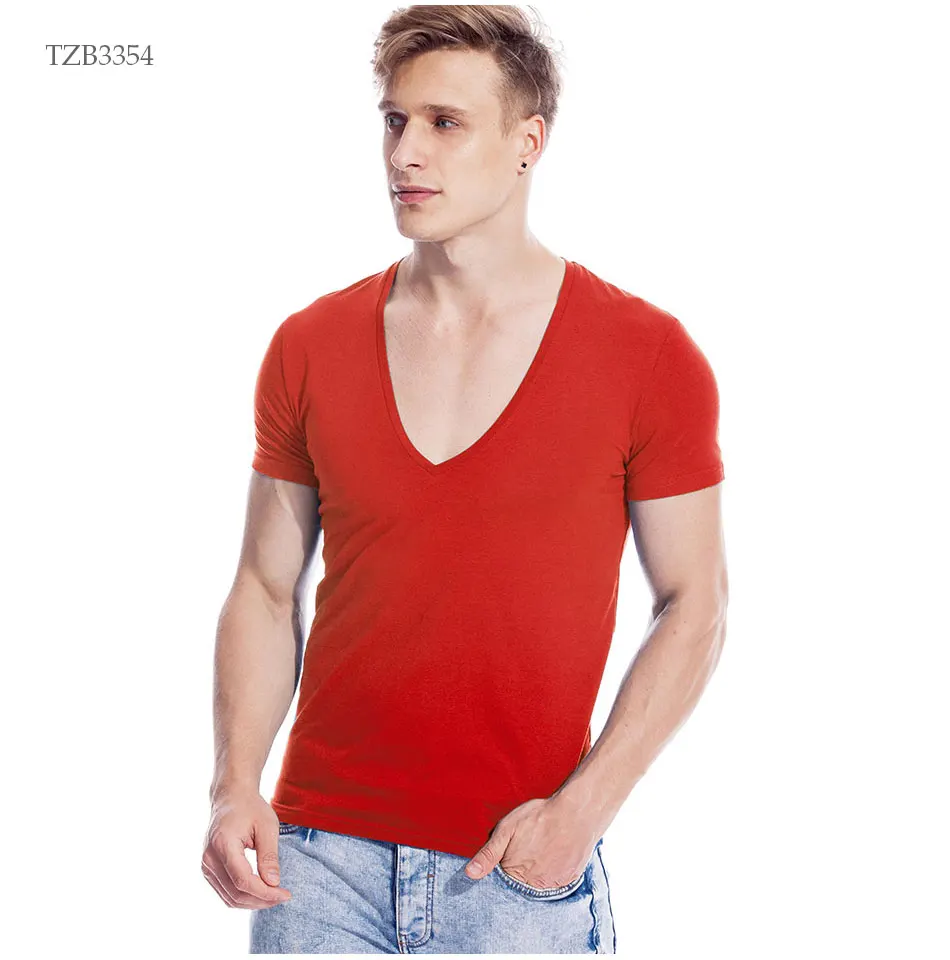 Deep V Neck Tshirt for Men Low Cut 