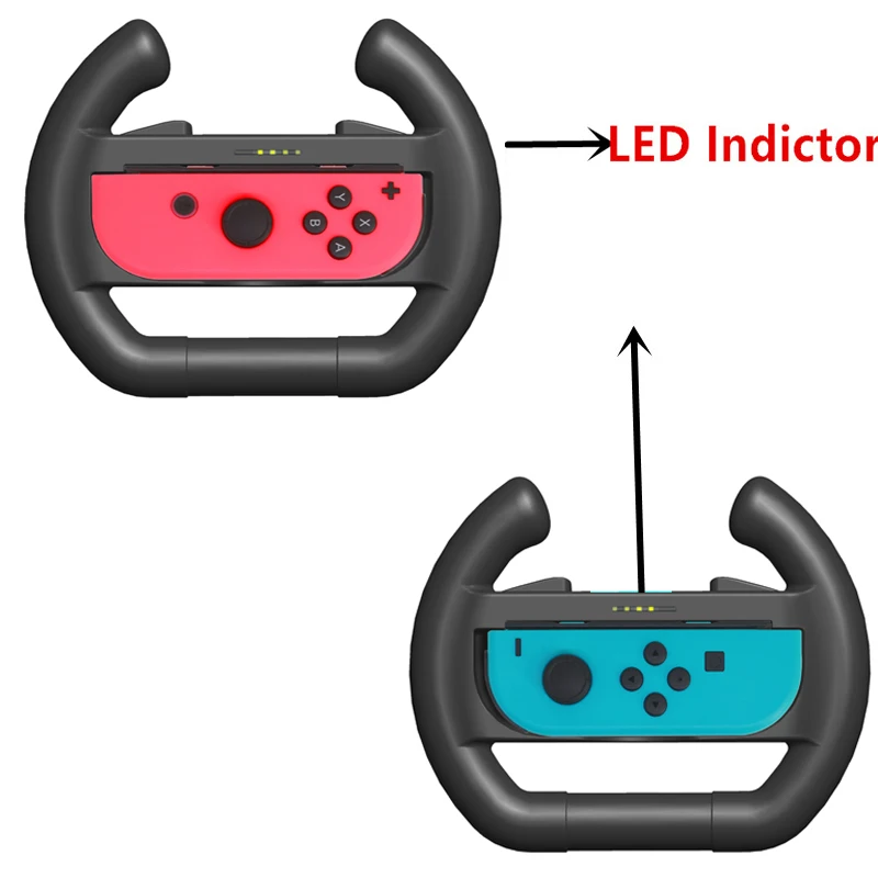 led wheel black Контроллер ручные ручки Joy-Con чехол Теннисная ракетка Рулевое колесо для Nod ручка переключателя NS N-Switch игровые консольные аксессуары - Цвет: led wheel black