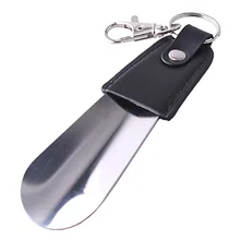 Sturdy Seniors Stainless Steel Key Ring Slip Spoon Leather Portable Mini Shoe Horn