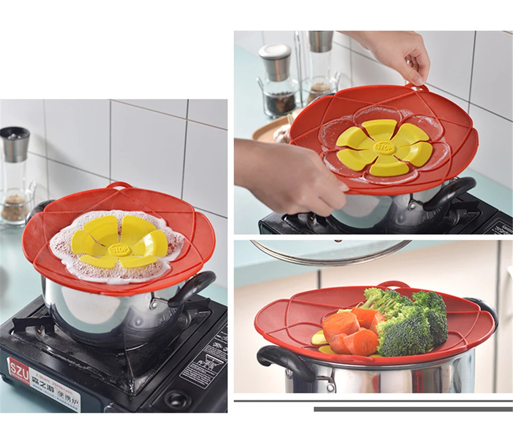 Силиконовая крышка для кастрюли, кастрюли, кухонные аксессуары, кухонные принадлежности, кухонная посуда с цветами, аксессуары для дома и кухни, гаджеты