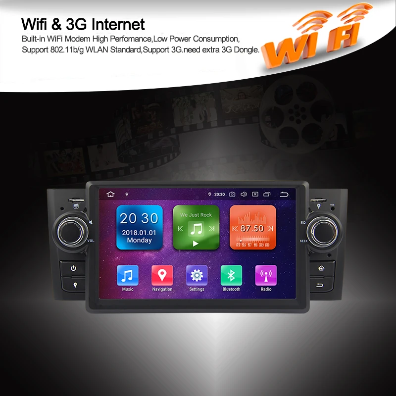 Clearance Android 9.0 Octa Core 4G RAM 64G ROM GPS Navigation 7 " Car DVD Multimedia for Fiat Grande Punto/Linea 2007-12 with Radio/BT/RDS 12