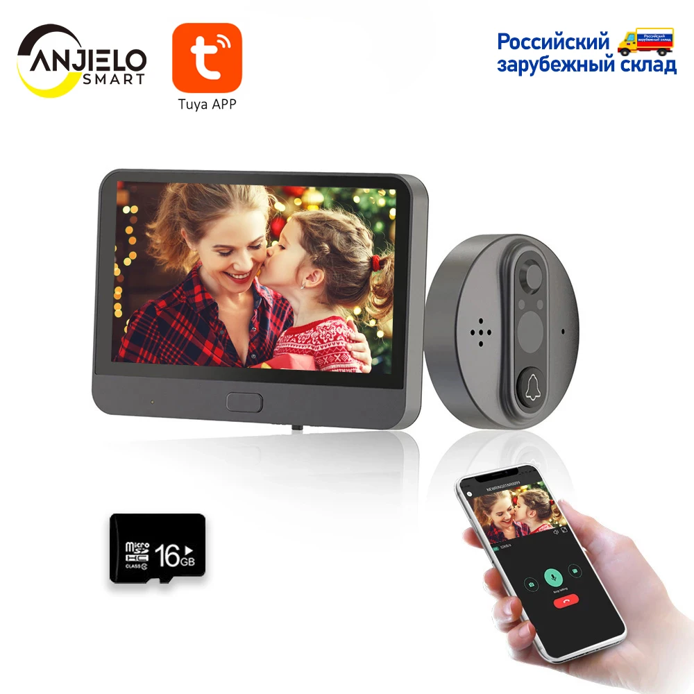 Smart WiFi 720P Video doorbell Peephole Camera Viewer Home Security PIR Motion Detection HD Night vision Tuya APP Remote Control