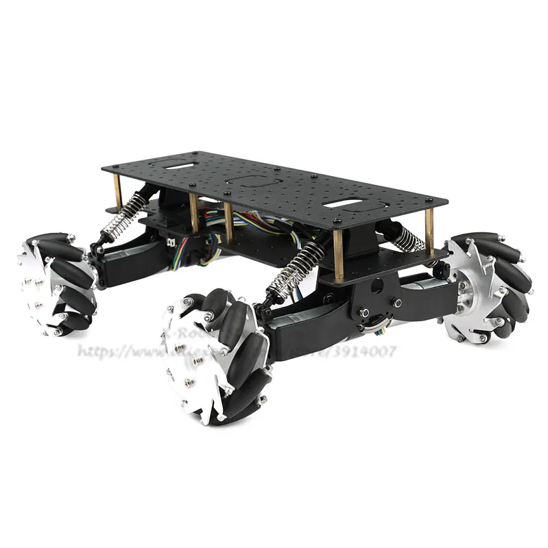 4WD Mecanum колесо робот шасси автомобиля DC мотор 12CPR 360CPR с амортизирующим шасси всенаправленное движение ROS плоский