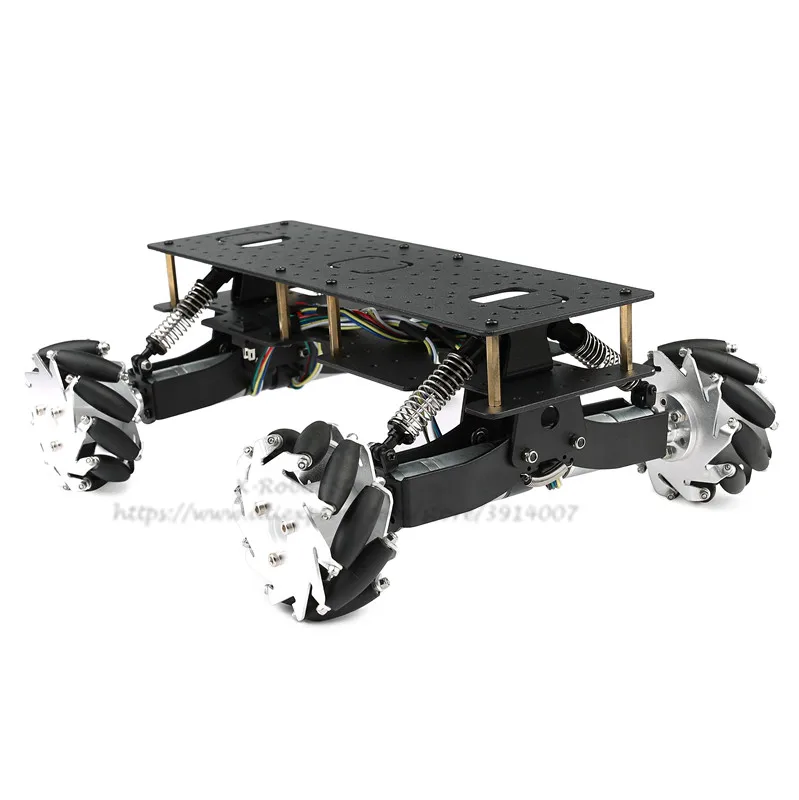 

4WD Mecanum wheel robot car chassis DC motor 12CPR 360CPR with shock absorbing chassis omnidirectional movement ROS flat