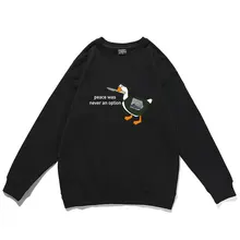 Peace Was Never An Option Sweatshirt Funny Design Attack on Titan Duck Print Sweatshirts Men Women Casual Loose Pullover Tops