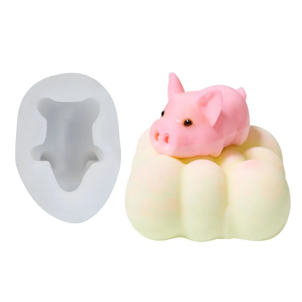 Cute Pig Candle Silicone Mold DIY Handmade Ornaments Plaster Candle Jewelry Kids Toys Key Chain Fondant Mould Bakeware