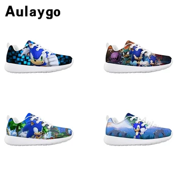 

Aulaygo Sonic The Hedgehog 3D Print Children's Shoes Cute Anime Mesh Flats Breathable Lace-up Sneakers Running Lace Up Footwear