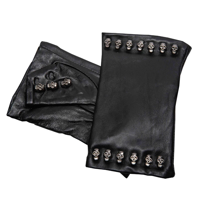 

2019 Special Offer Women Gloves Wrist Rivet Sheepskin Glove Female Thin Genuine Leather Hiphop Lambskin Driving fingerless glove