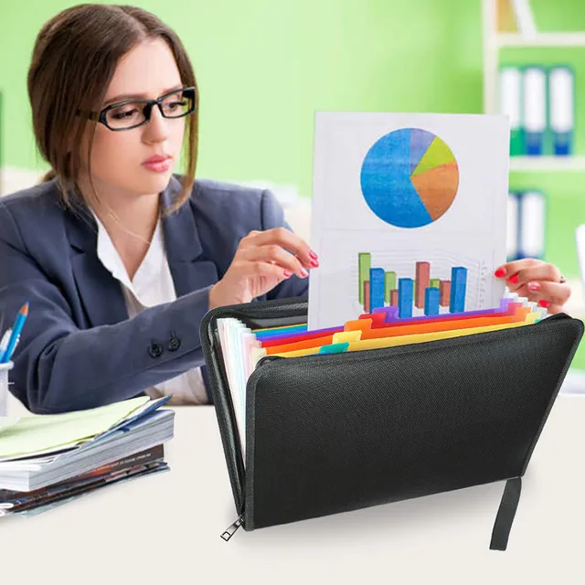 Cartella Portadocumenti Espandibile A4 - 13 Tasche, Con Maniglia E Serratura, Capacità 900 Fogli - Foto 7