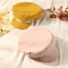 Модная женская восьмиугольная шляпа, женские военные шапки, женская кепка в стиле милитари с блестками, Повседневная Уличная Элегантная кепка на плоской подошве