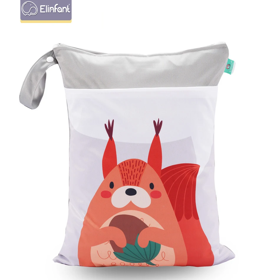 

Elinfant ins Nordic animal pattern diaper bags wetbags with 30×40cm double pocket zippers