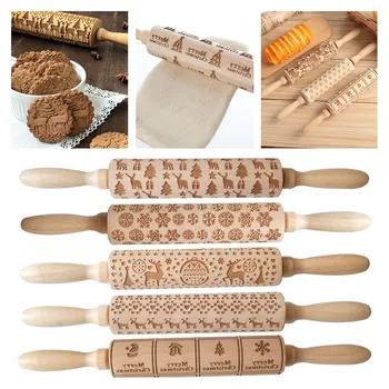 

Elk Snowflake Wooden Print Rolling Pin Merry Christmas Decorations for Home Navidad Ornaments Xmas Decor New Year 2021 DIY Craft