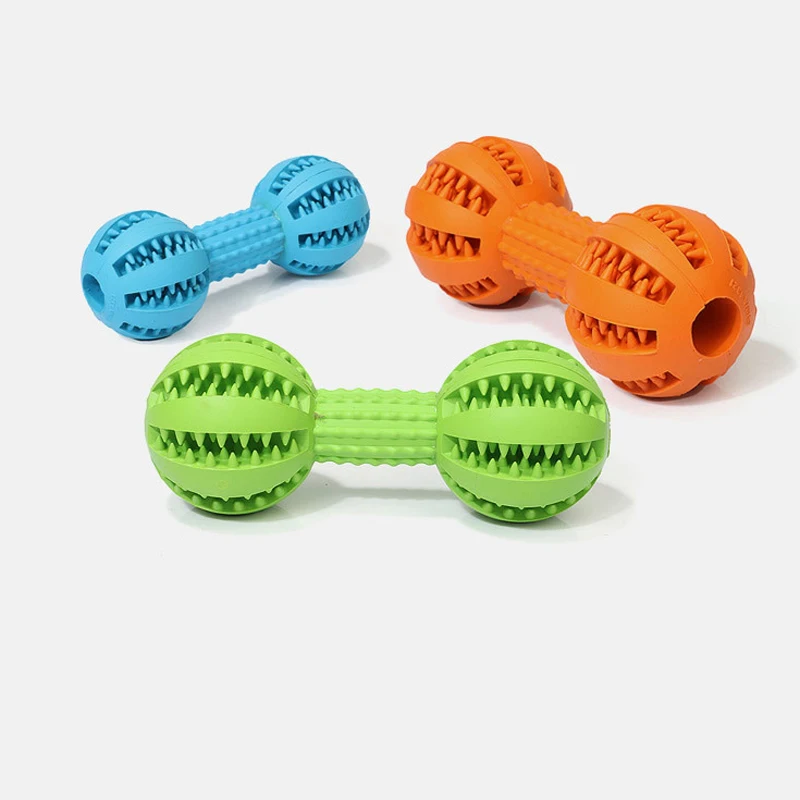 Fluffy Paws Dog Treat Chew Toy, Dumbbell Shaped Rubber Pet Toy