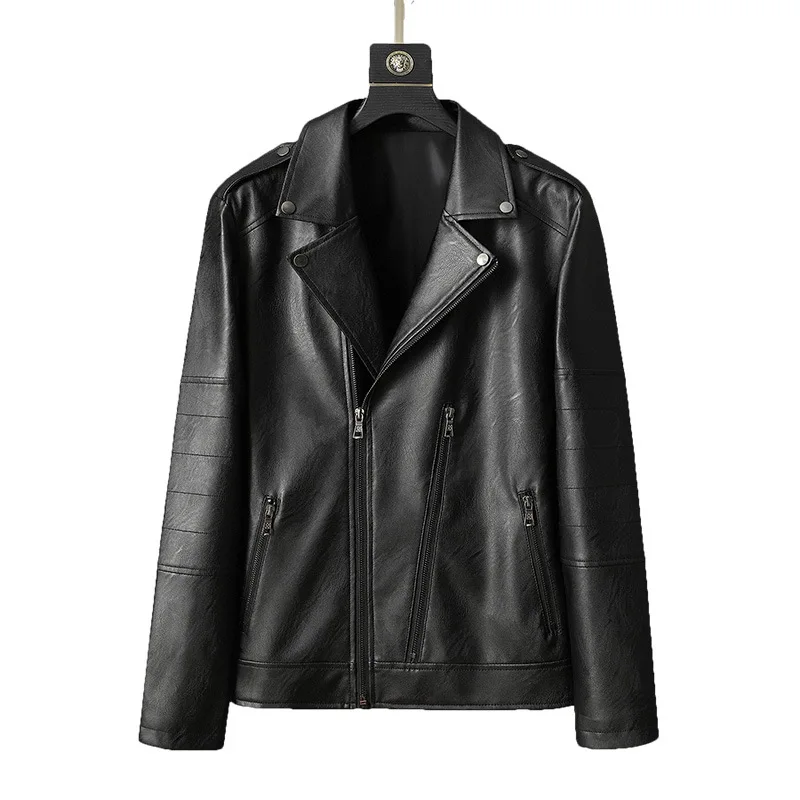 

2019 Brand New Men's Autumn PU Leather Jackets Vogue Faux Leather Coat Slim Fit Fashion Korean Style Motocycle Leather Outwear