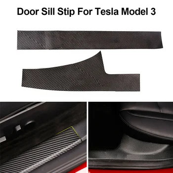 

Car Sticker Decoration Wear Resistant Anti Scratch Accessories Auto Easy Install Carbon Fiber Home Door Sill Strip For Tesla