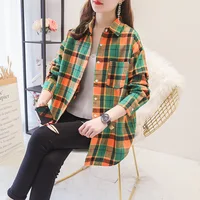 Brand Women's Flannel Plaid Shirts 2025 New Ladies Tops Exquisite Designer Style Loose Blouses Casual Cotton Long Sleeve Blouse - Image 2