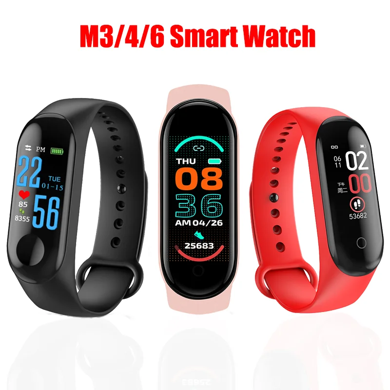 M3/4/6 Smart Watch Color Screen Heart Rate Monitor Blood Pressure Fitness Tracker Smartwatch Sport Bracelet Clock For Xiaomi IOS |
