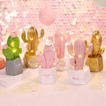 

Ins Cactus LED Table Lamp Pink Cute Girl Heart Dream Star Lamp Small Creative Night Light Bedroom Decoration Children's Gift