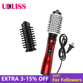 

UKLISS 2 In 1 One Step Rotating Brush Hot Air Brush Hair Straightener Curler Styling Tool Hair Waver Hot Air Styler Comb Curling