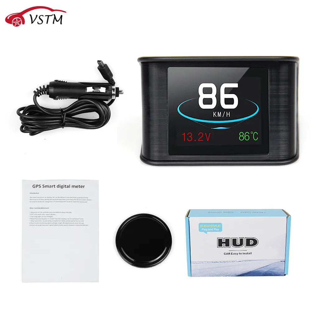 

HUD T600 Automobile On-board Computer Car Digital GPS OBD Driving Computer Display Speedometer Coolant Temperature RPM Mileage